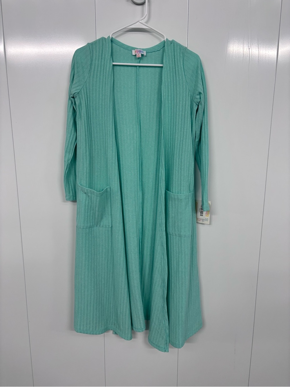 NWT Lularoe XS Ribbed Mint Green Lightweight Sarah With Pockets Long Open Front